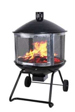 Living Accents Round Wood Fire Pit 45 In. H X 28 In. W X 28 In. D Porcelain/Steel