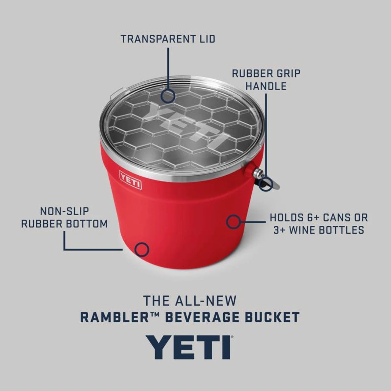 Yeti Coolers YETI Rambler 256 Oz Rescue Red Stainless Steel Beverage Bucket 4 Yeti Coolers YETI Rambler 256 Oz Rescue Red Stainless Steel Beverage Bucket - Image 2
