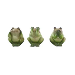 Meadow Creek Ceramic Green 7.87 In. Terra Cotta Assorted Frog Garden Statue