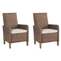 Signature Design By Ashley Beachcroft Brown Aluminum Frame Contoured Armchair 2pc
