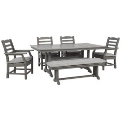 Signature Design By Ashley Visola 6 Pc Contemporary Dining Set Gray