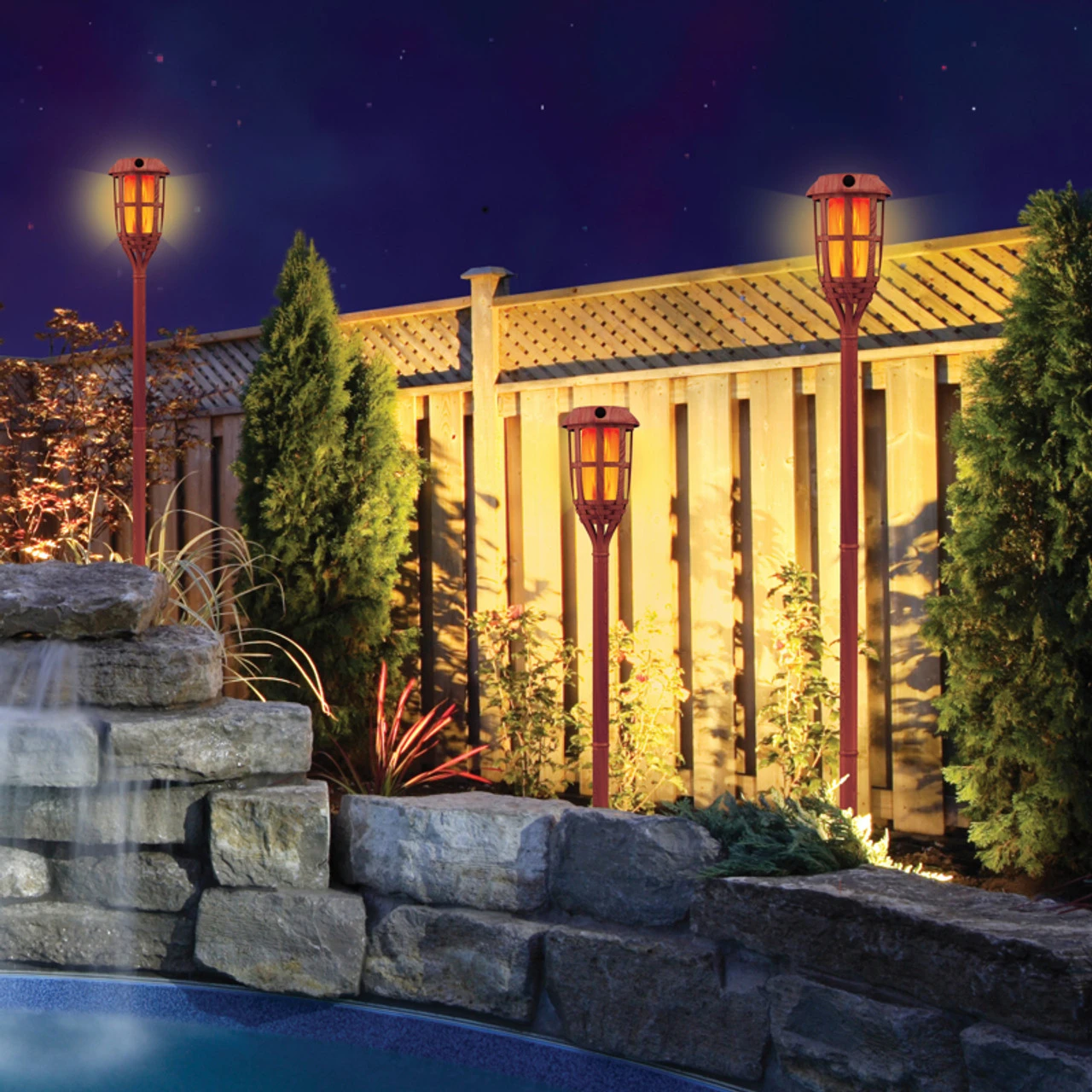 Blazing LED Amber Flickering Flame Bamboo Torch 5 Blazing LED Amber Flickering Flame Bamboo Torch - Image 3