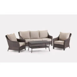 Living Accents Brown Steel Frame Conversation Chair Set