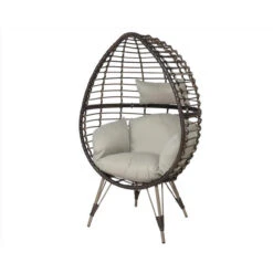 Living Accents Southport Brown Wicker Frame Egg Lounge Chair