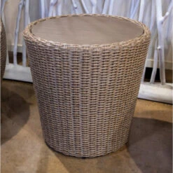 Signature Design By Ashley Danson Beige Round PolyWood Casual End Table