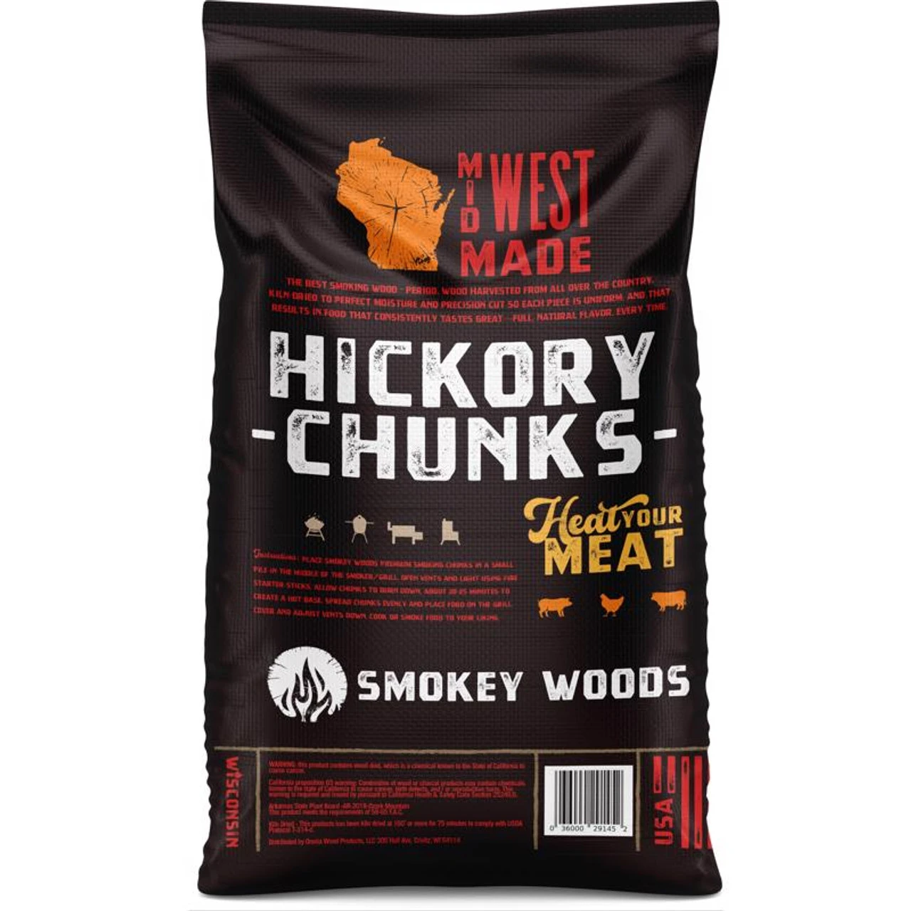 Smokey Woods All Natural Hickory Wood Smoking Chunks 350 Cu In 4 Smokey Woods All Natural Hickory Wood Smoking Chunks 350 Cu In - Image 2