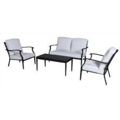 Living Accents Kinsley Black Steel Frame Contemporary Loveseat Set