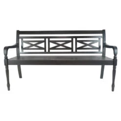 Jack Post Black Wood Decorative Bench