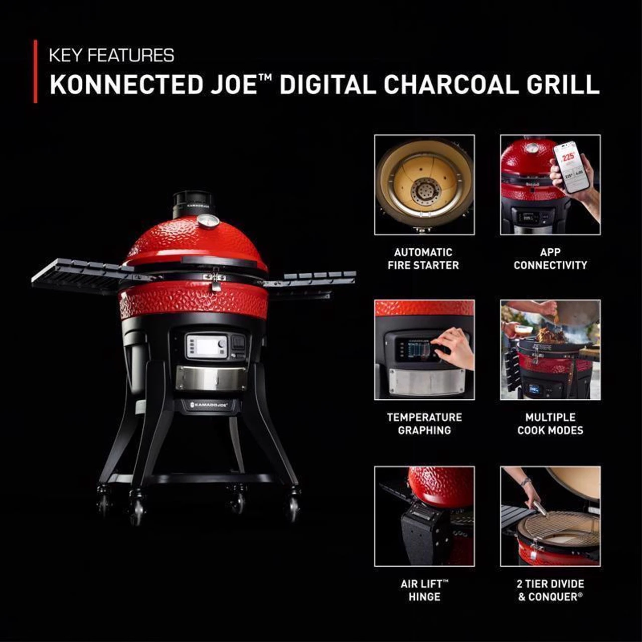 Kamado Joe 18 In. Konnected Joe Charcoal Grill And Smoker 8 Kamado Joe 18 In. Konnected Joe Charcoal Grill And Smoker - Image 6