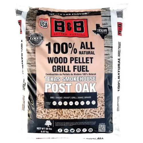 B&B Texas Smokehouse Hardwood Pellets All Natural Post Oak 20 Lb