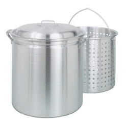 Bayou Classic Aluminum Grill Stockpot With Basket 34 Qt