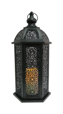 Smart Solar Black LED Hex Lantern