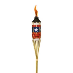 Tiki FlameKeeper Red/White/Blue Bamboo 57 In. Garden Torch