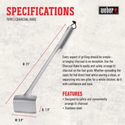 Weber 7649 Stainless Steel Silver Charcoal Rake 7 Weber 7649 Stainless Steel Silver Charcoal Rake -Grill Top Griddle Store 8526717 A V2.eps High 72527.1648675727