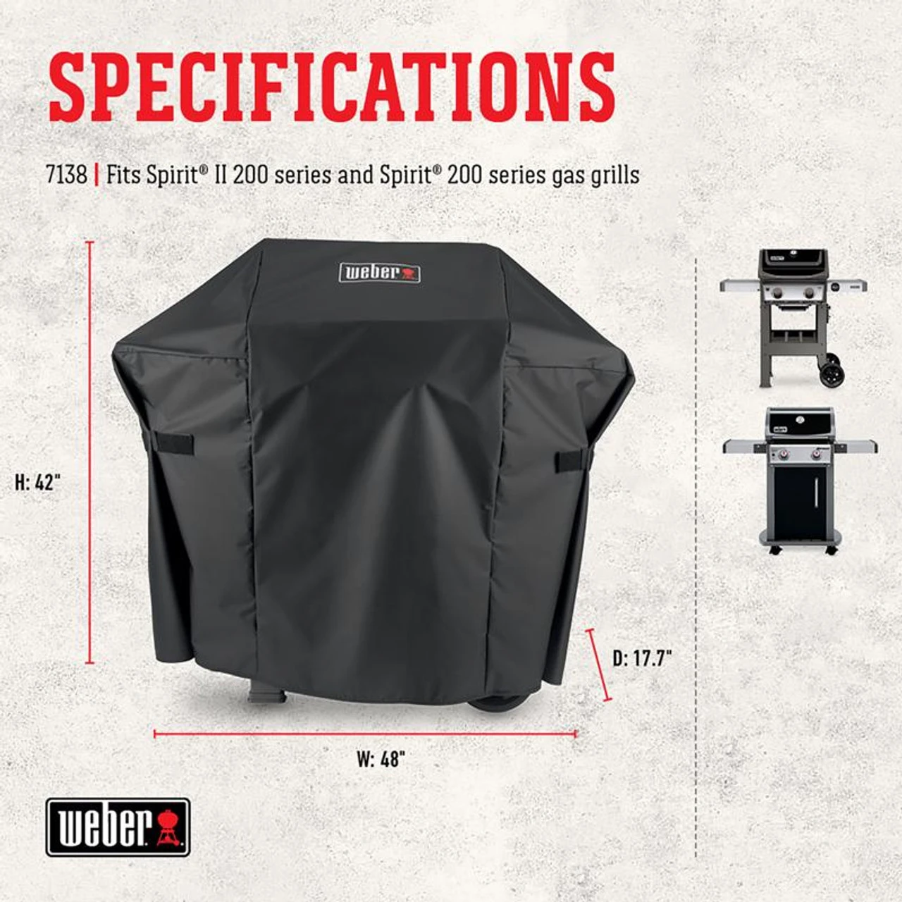 Weber 7138 Premium Grill Cover - Spirit 200 Series 4 Weber 7138 Premium Grill Cover - Spirit 200 Series - Image 2