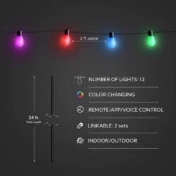 Feit Smart Home LED String Lights Multicolored 24 Ft. 12 Lights -Grill Top Griddle Store 9092764 A V9.eps High 00080.1722354295