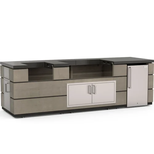 Fire Magic IP79-SMR-115BA Outdoor Kitchen BBQ Island With Doors, Refrigerator And Timer Box