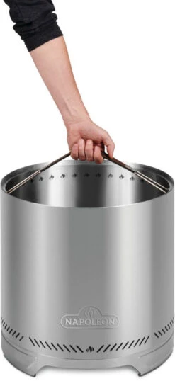 Napoleon NWFPLTI-SS Timberwolf 22" Smokeless Fire Pit -Grill Top Griddle Store NWFPLTI SS Web Gallery 07 Original JPG NWFPMTI SS 18 Timberwolf Fire Pit PROD STR InUse using handle on white 1 89480.1755441131