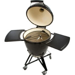 Primo PGCRC Large Round Charcoal Ceramic Kamado Grill -Grill Top Griddle Store Primo All In One Large Round Charcoal Ceramic Kamado Grill with Wheeled Stand and Side Shelves 773 Open 67722.1735324997