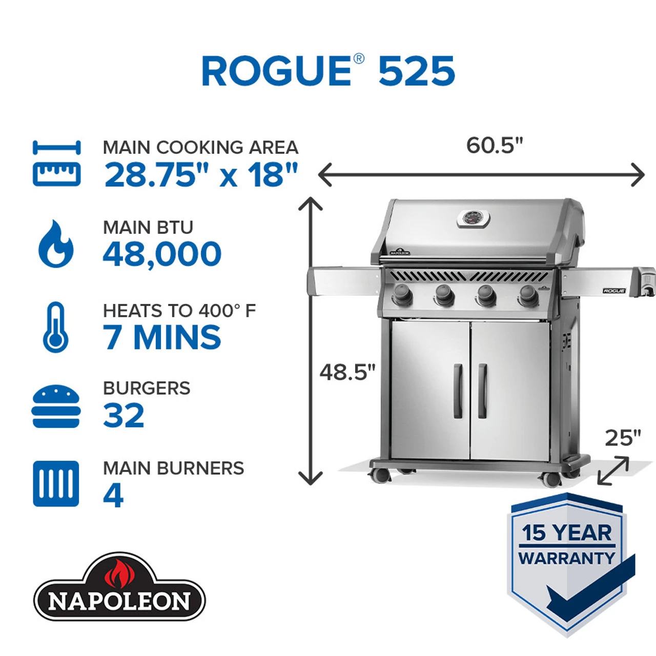 Napoleon R525SS-2 Rogue 525 Gas Grill 7 Napoleon R525SS-2 Rogue 525 Gas Grill - Image 5