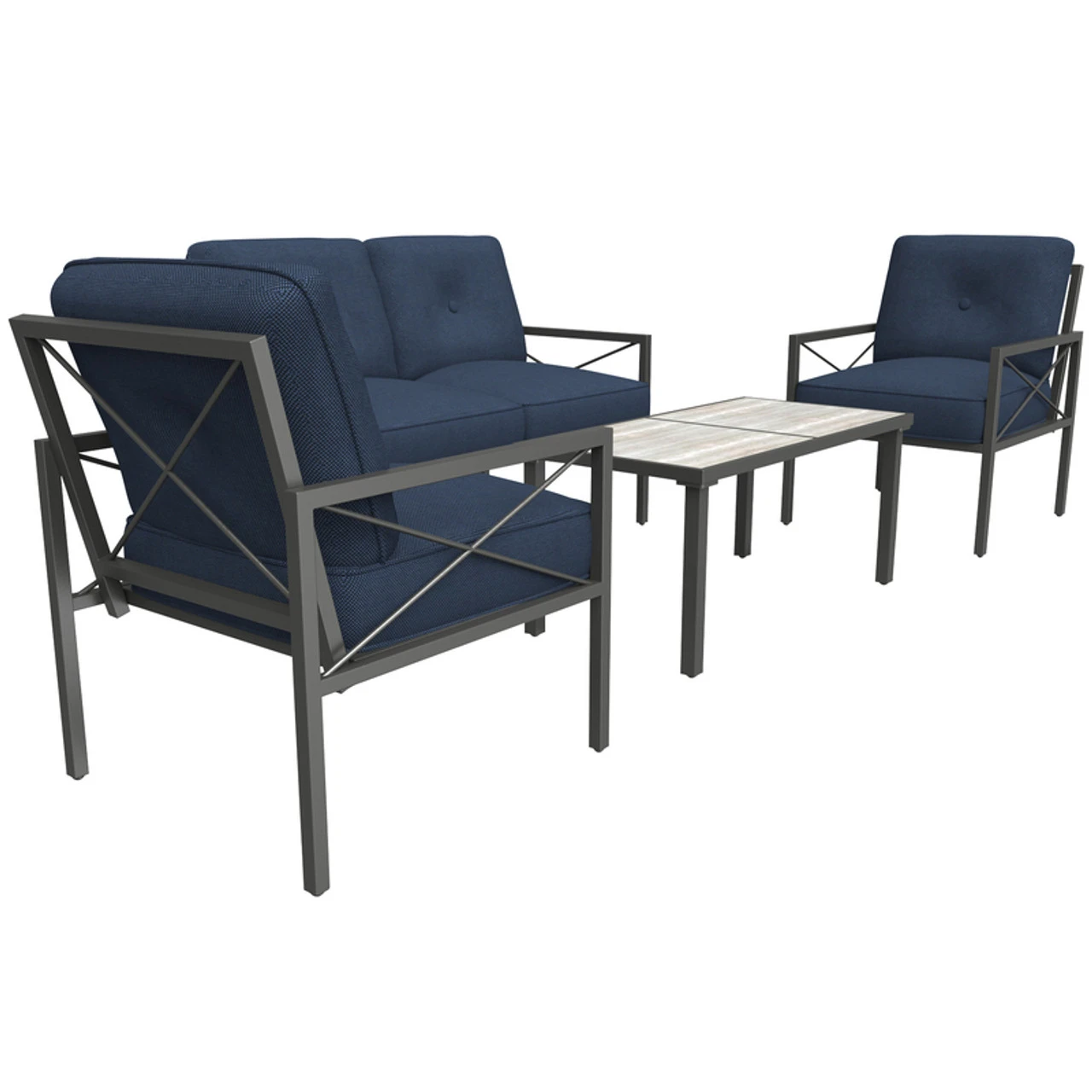 Living Accents Harrison 4 Pc Brown Steel Deep Seating Set Navy Blue 3 Living Accents Harrison 4 Pc Brown Steel Deep Seating Set Navy Blue