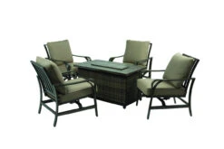 Living Accents Laramie 5 Pc Aged Taupe Aluminum Deep Seating Fire Pit Set Cast Shale