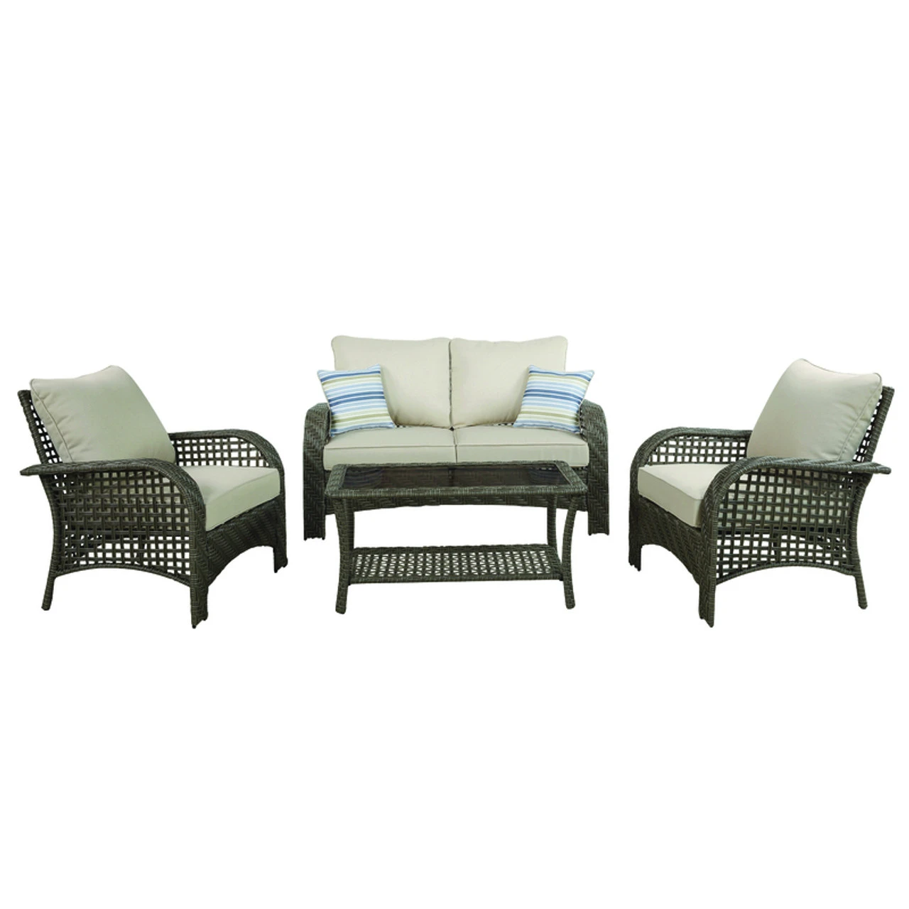 Living Accents Willow 4 Pc Gray Steel Deep Seating Set Beige 3 Living Accents Willow 4 Pc Gray Steel Deep Seating Set Beige